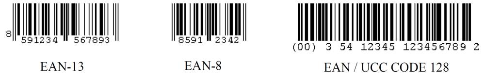 Ukázka kódování čárových kódů EAN 13, EAN 8 a GS1 UCC